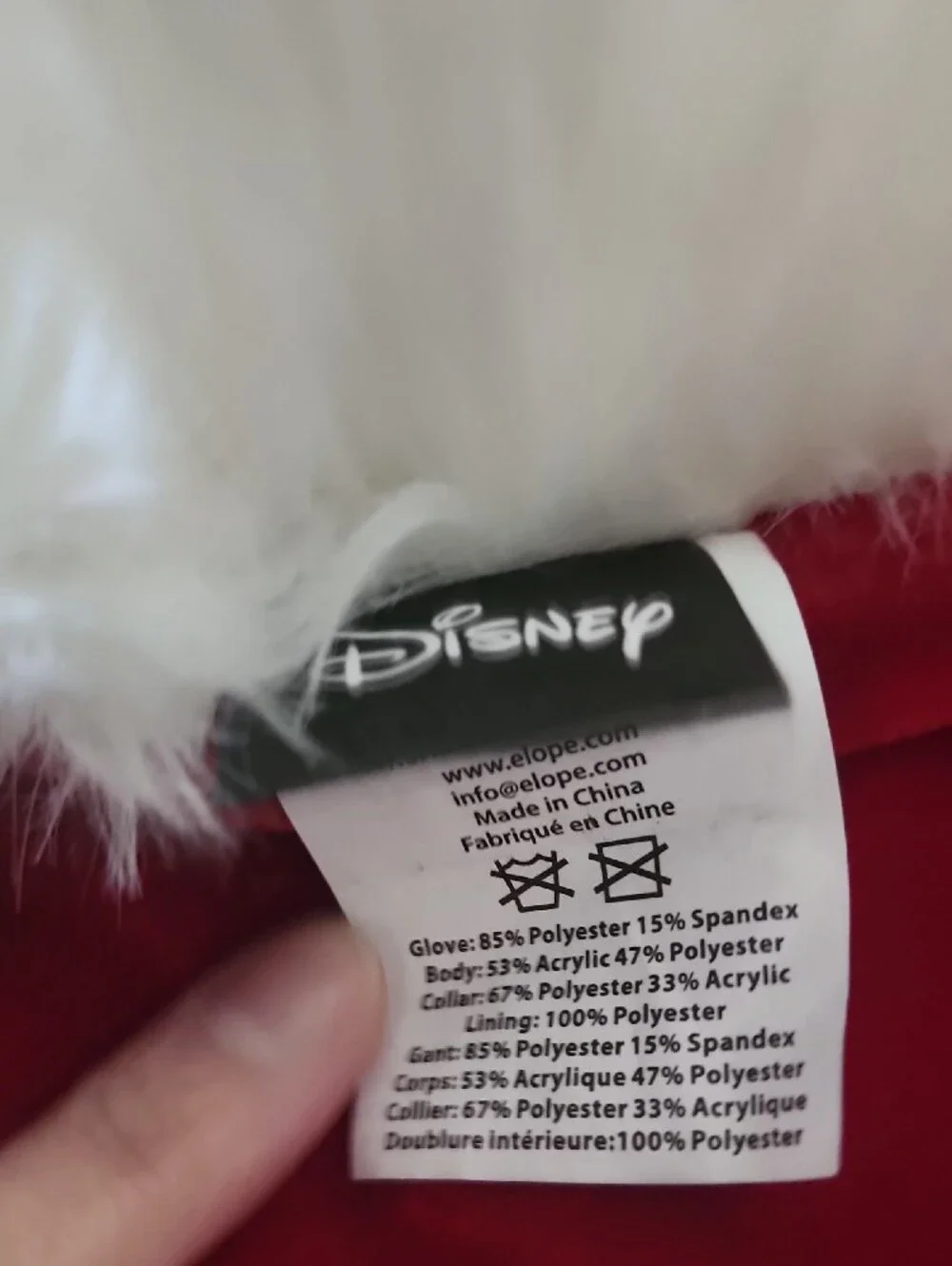 Disney White Faux Fur Kids Cape with Black Spots and Red Lining